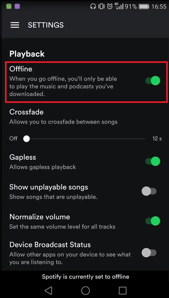 does spotify premium work offline