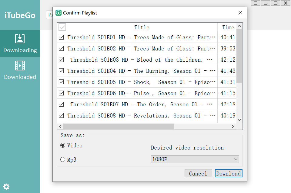 download TV serices playlist