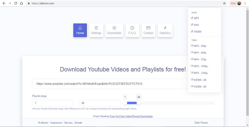ddownr download youtube videos and playlists online for free