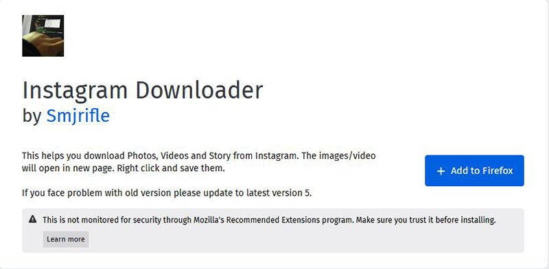 instagram downloader firefox