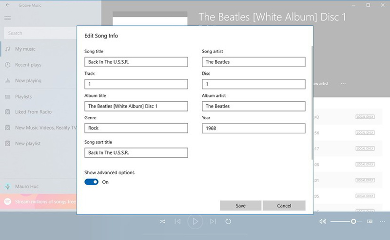 edit song info groove windows 10