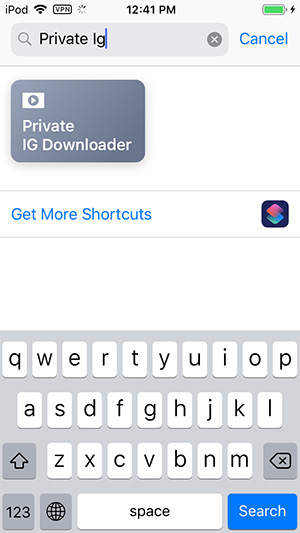 instagram download shortcut