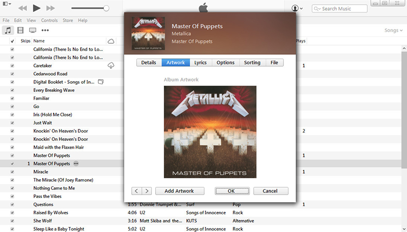 how to add artwork to itunes file