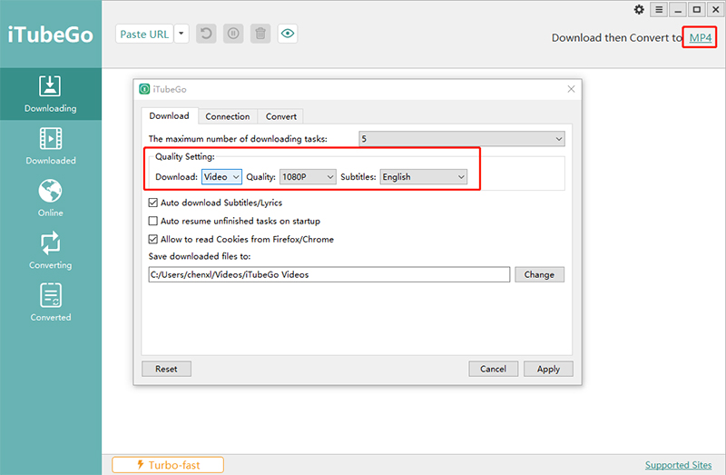 online download setting