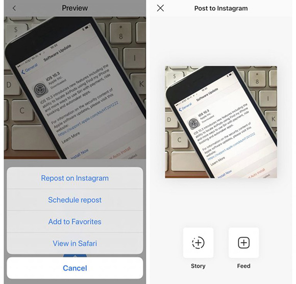 copy instagram video to iphone